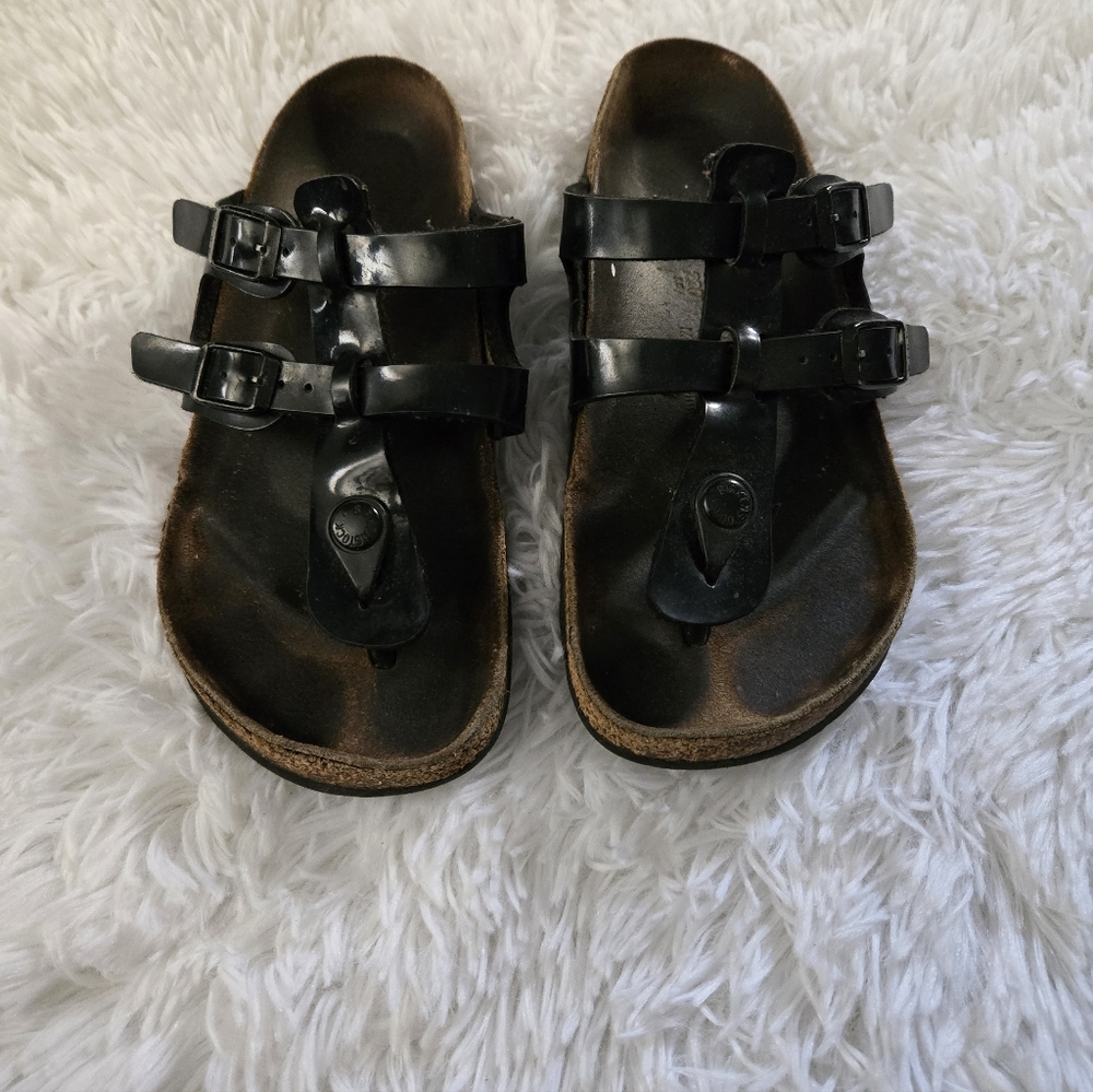 Black Double-Strap Sandals